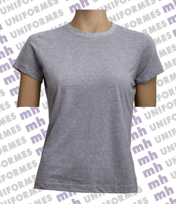 Camiseta Básica Feminina Manga Curta Cinza - MH Uniformes