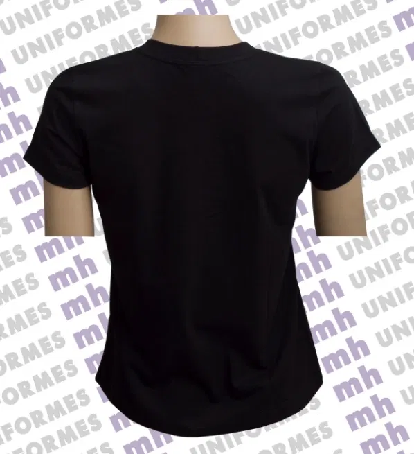 Camiseta Básica Feminina Manga Curta Preta - MH Uniformes