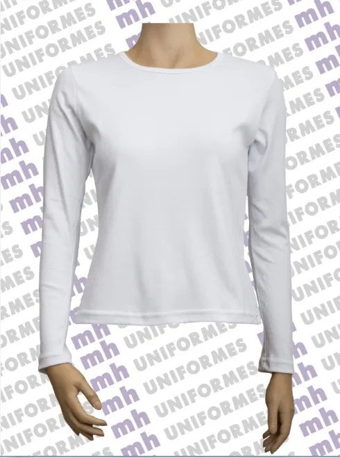 Referência visual para Camiseta Fitness de Manga Longa Branca - confirme o modelo com a MH Uniformes