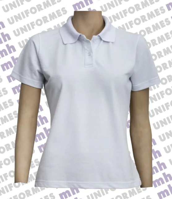 Referência visual para Camiseta Polo Feminina Branca - confirme o modelo com a MH Uniformes