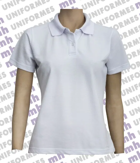 Camiseta Pólo Feminina Manga Curta Branca - MH Uniformes