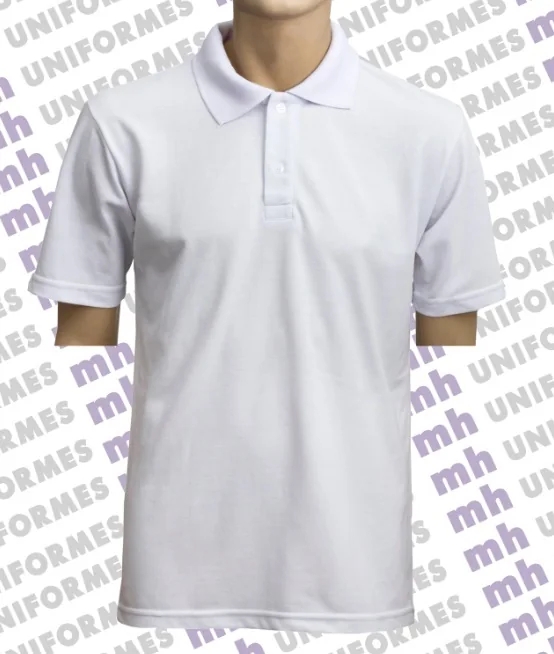 Referência visual para Camiseta Polo Masculina Em Malha Piquet Branca - confirme o modelo com a MH Uniformes