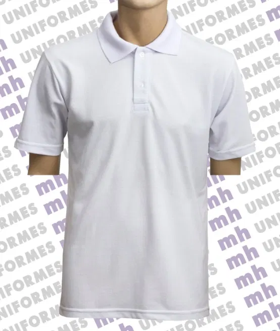 Camiseta Polo Masculina Manga Curta Branca - MH Uniformes