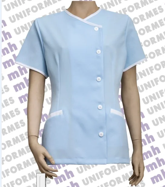 Casaquinho Transpassado Em Oxford Azul Claro - MH Uniformes