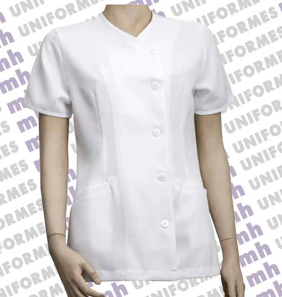 Casaquinho Transpassado Em Oxford Branco - MH Uniformes