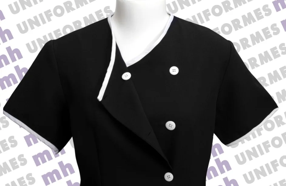 Casaquinho Transpassado Em Oxford Preto - MH Uniformes