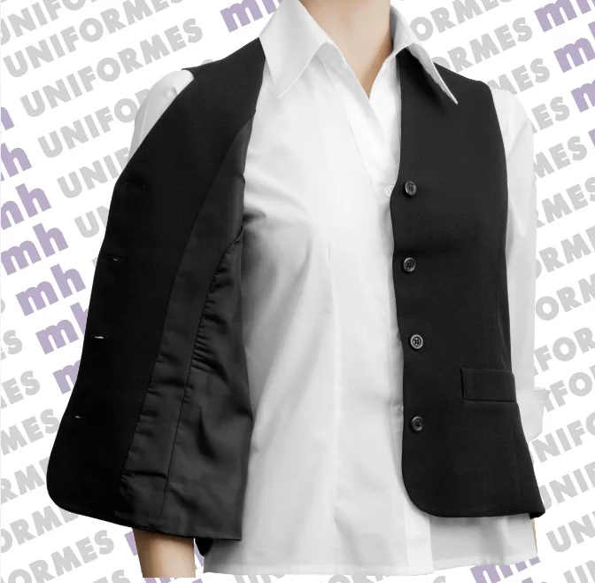 Colete Feminino Em Oxford Preto - MH Uniformes