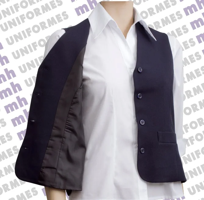 Colete Social Feminino Em Oxford Marinho - MH Uniformes