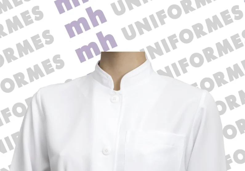 Guarda-Pó Feminino Manga Longa Em Microfibra Branco - MH Uniformes