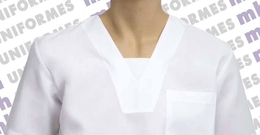Referência visual para Jaleco Decote V Em Tergal Branco - confirme o modelo com a MH Uniformes