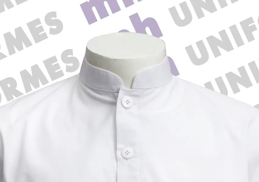 Jaleco Gola Padre Em Polialgodão Branco - MH Uniformes