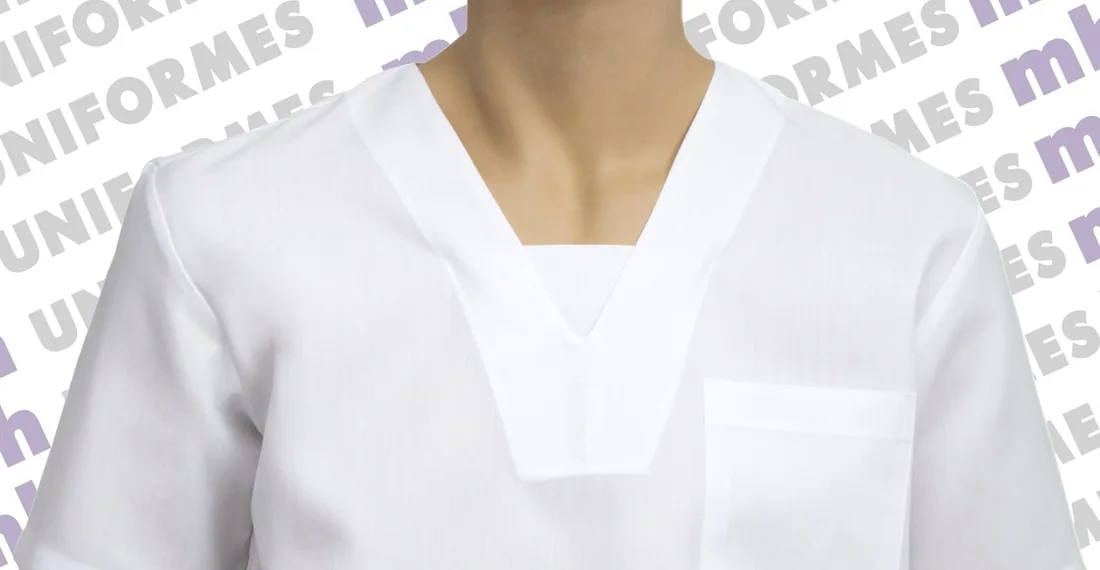 Jaleco Sem Manga Em Polialgodão Branco - MH Uniformes