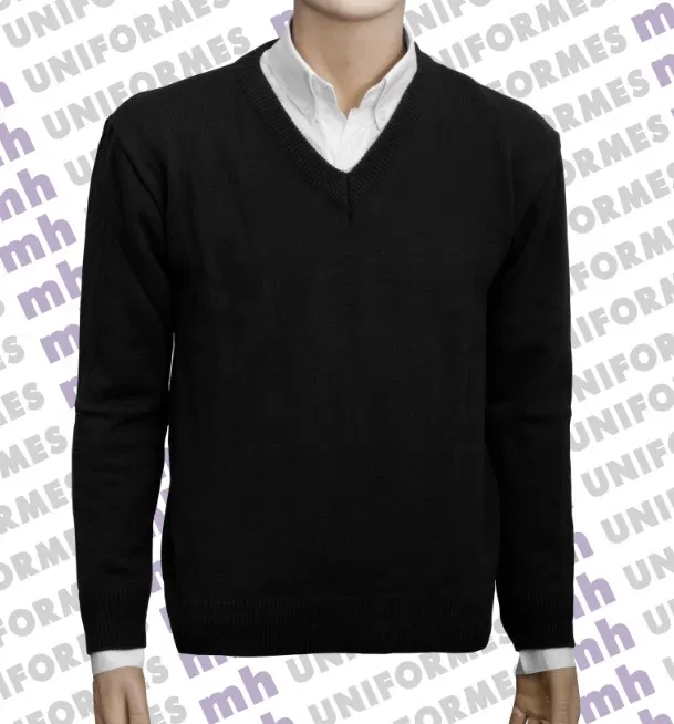 Pulôver Masculino no Decote V Preto - MH Uniformes